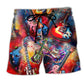 Guitar Music Colorful Love Life Beach Shorts Design View For Summer Events And Coastal Getaways