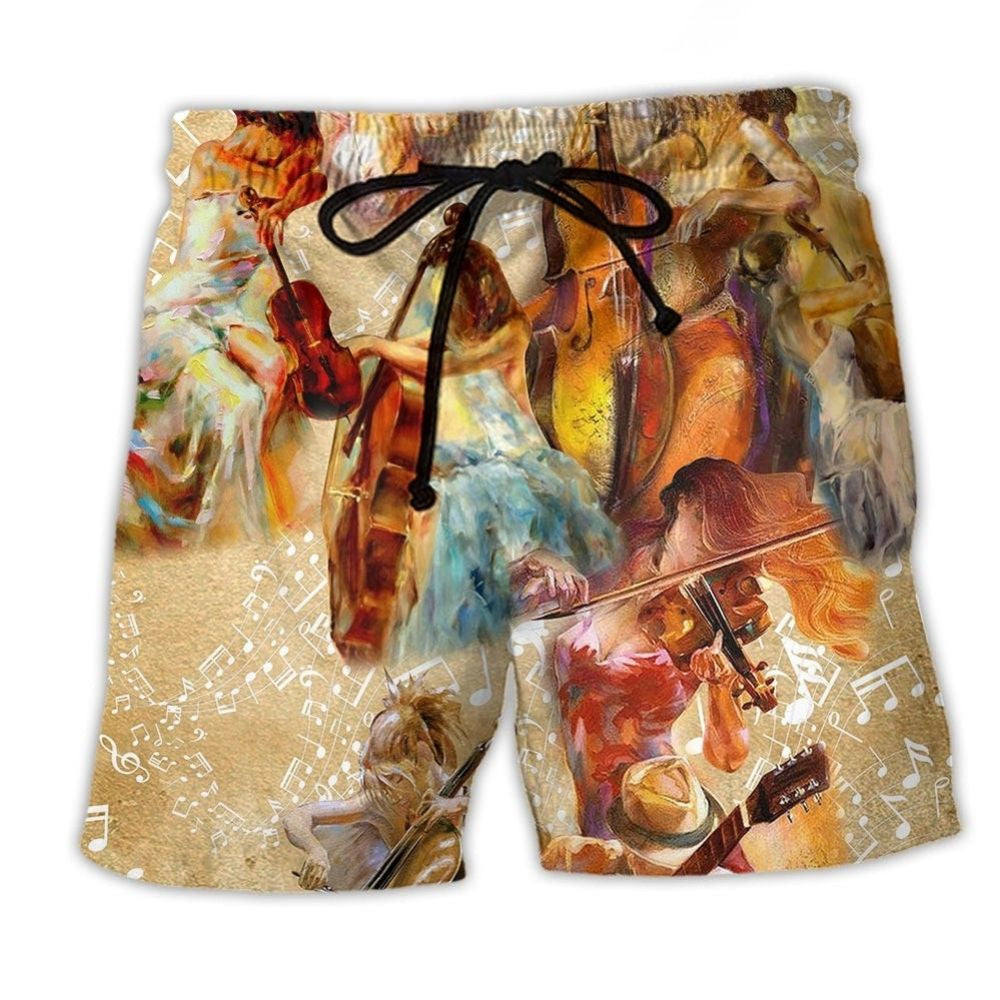 Guitar Music Is My Soul Notes Beach Shorts Pattern Detail For Sunny Outdoor Activities