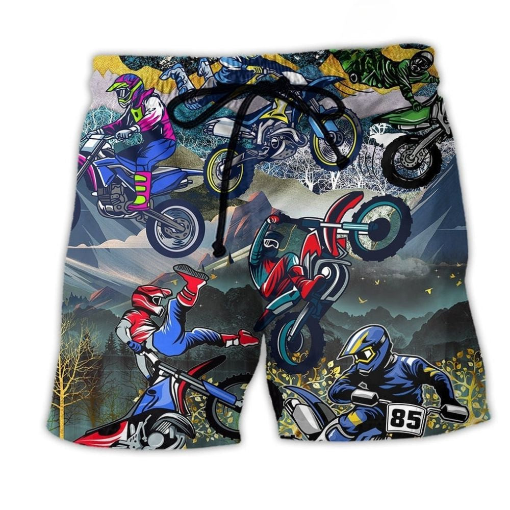 Motorcycle Ride Freedom Lifestyle Quote Beach Shorts Print View For Coastal Escapes And Casual Outings
