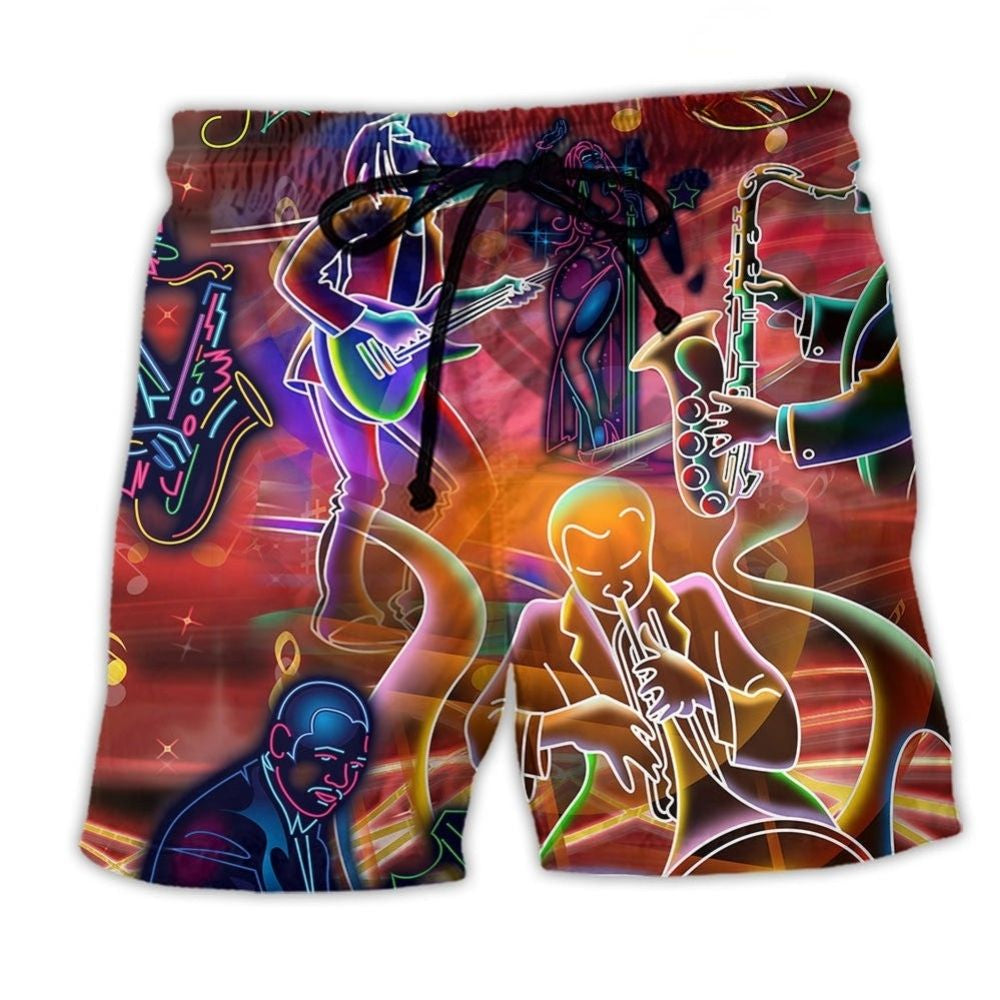 Jazz Music Life Slow Rhythm Quote Beach Shorts For Tropical Getaways And Weekend Adventures