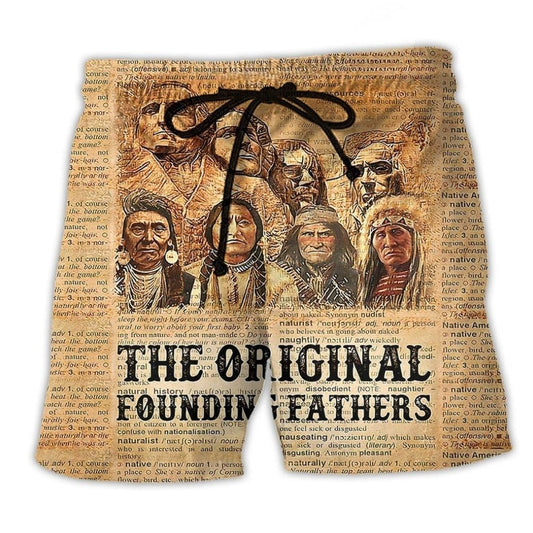 Native Inspired Vintage Peace Beach Shorts Artwork Detail For Comfortable Everyday Summer Wear