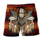 Native Style Eagle Symbol Of Peace Beach Shorts Artwork Detail For Comfortable Everyday Summer Wear