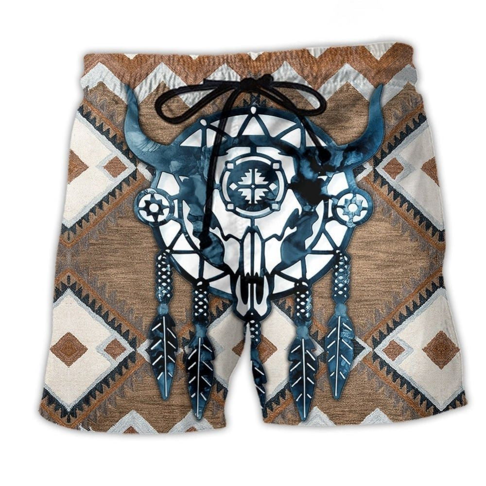 Native Style Skull Dreamcatcher Peace Beach Shorts For Warm Weather Travel And Everyday Comfort