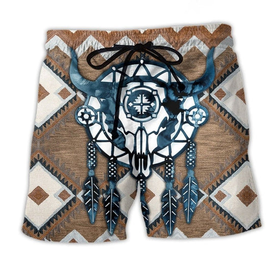 Native Style Skull Dreamcatcher Peace Beach Shorts For Warm Weather Travel And Everyday Comfort