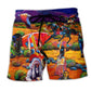 Native Inspired Human Love Red Tone Beach Shorts Pattern View For Vacation Travel And Outdoor Fun