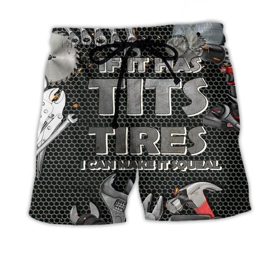 Mechanic Humor Workshop Life Beach Shorts Design Detail For Weekend Getaways And Beach Days