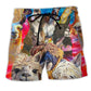 Llama Smile Happy Color Beach Shorts Pattern View For Vacation Travel And Outdoor Fun