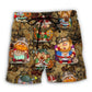Funny Viking Map Beach Shorts Design Detail For Casual Warm Weather Outfits