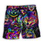 Neon Wolf Colorful Modern Beach Shorts Pattern Detail For Relaxed Warm Weather Outfits