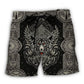 Minimal Wolf Line Dark Beach Shorts For Summer Vacation And Coastal Travel
