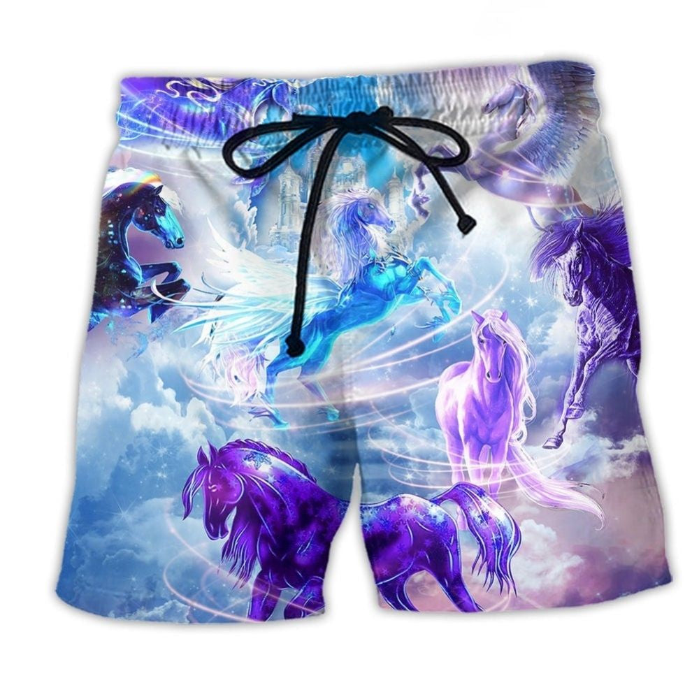 Galaxy Horse Fantasy Space Beach Shorts For Coastal Adventures And Relaxed Summer Wear