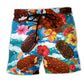 Ice Cream Love Tropical Floral Beach Shorts For Sunny Holidays And Comfortable Daily Styling