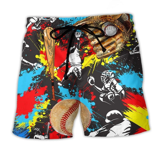 Hockey Painting Colorful Love Beach Shorts Design View For Poolside Relaxation And Holiday Trips