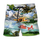 Helicopter Pilot Freedom Landscape Beach Shorts Artwork Detail For Tropical Travel And Everyday Wear