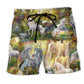 Horse Paradise Beautiful Nature Beach Shorts Pattern Detail For Sunny Outdoor Activities