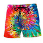 Hippie Mushroom Peace Rainbow Beach Shorts Graphic Detail For Resort Trips And Casual Outings
