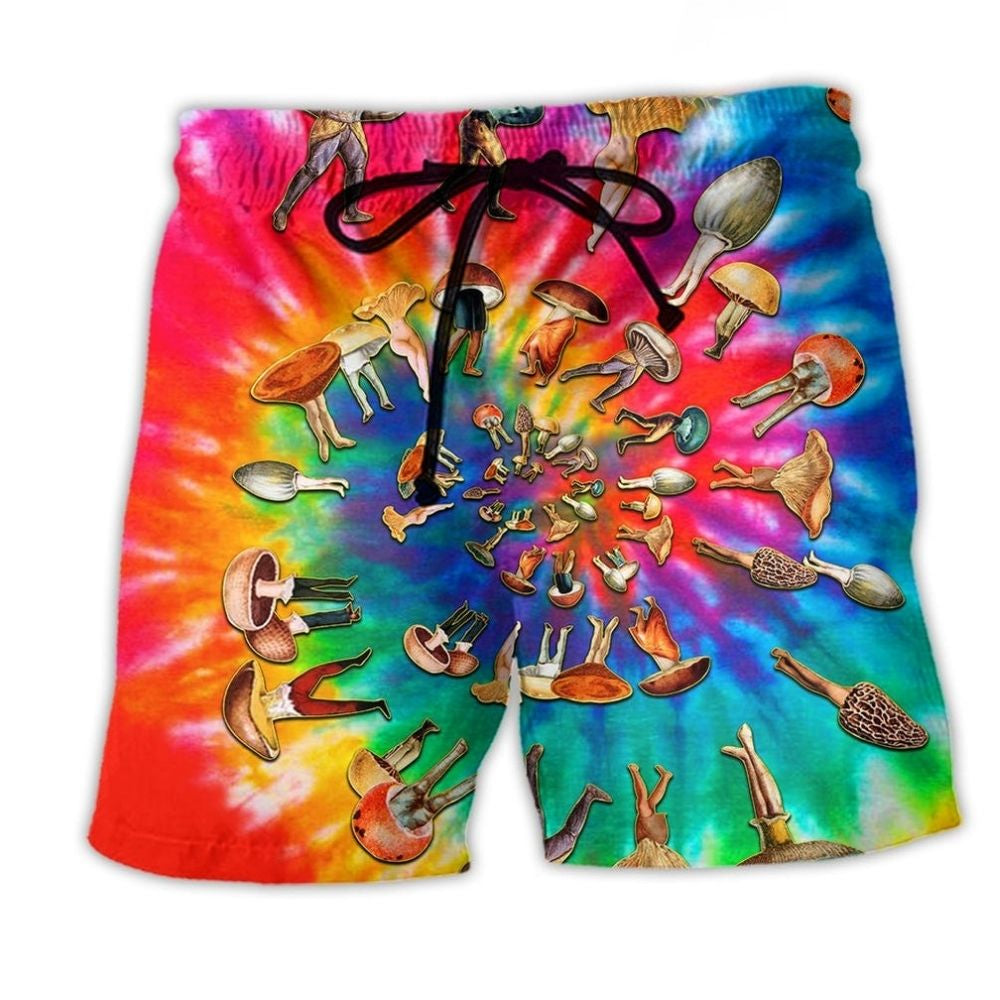 Hippie Mushroom Peace Rainbow Beach Shorts Graphic Detail For Resort Trips And Casual Outings