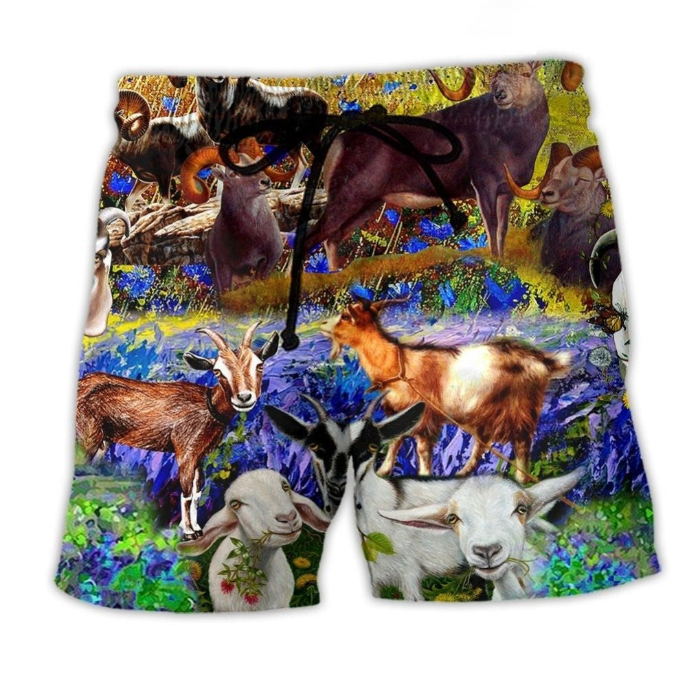 Goat Love Farm Life Animal Beach Shorts Design View For Poolside Relaxation And Holiday Trips
