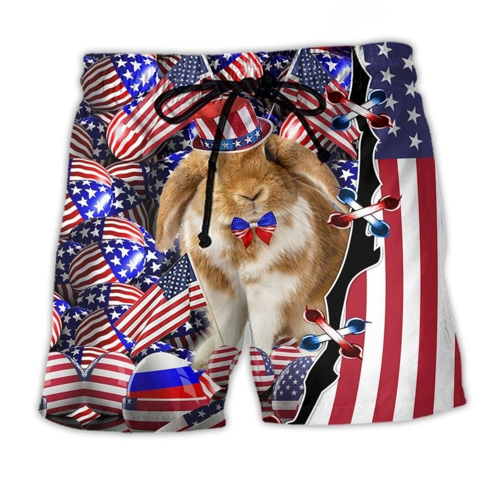 American Easter Celebration Beach Shorts Pattern Detail For Sunny Outdoor Activities