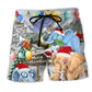 Elephant Christmas Fun Holiday Beach Shorts Artwork View For Seaside Trips And Casual Style