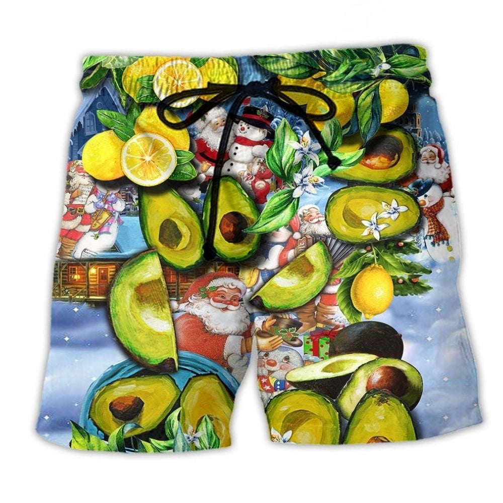 Avocado Lemon Summer Christmas Beach Shorts For Warm Weather Travel And Everyday Comfort
