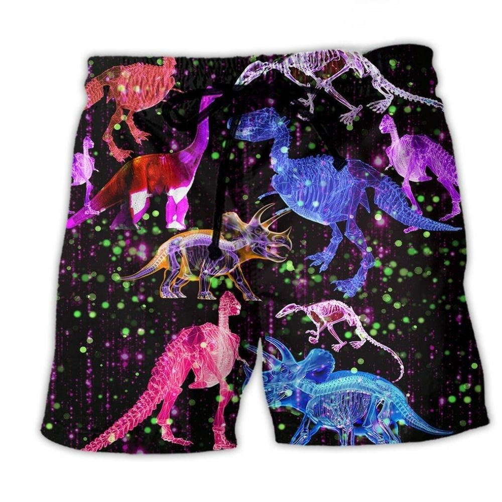 Dinosaur World Summer Light Beach Shorts Pattern Detail For Sunny Outdoor Activities