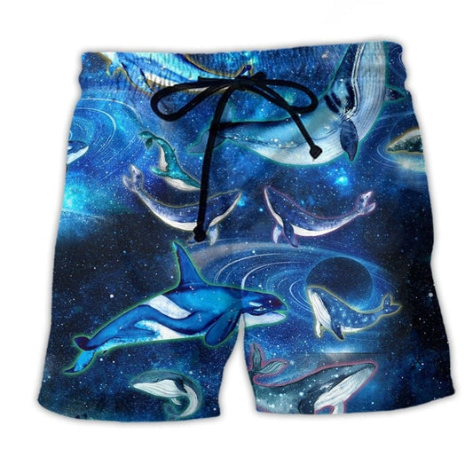 Fantasy Space Whale Dream Beach Shorts Pattern View For Vacation Travel And Outdoor Fun