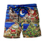 Christmas Night Toy Workshop Beach Shorts Artwork View For Seaside Trips And Casual Style