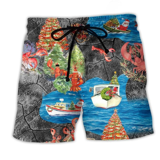 Lobster Christmas You Are My Lobster Beach Shorts Design View For Comfortable Resort And Beach Styling