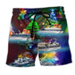 Pontoon Boat Christmas Tree Beach Shorts For Summer Vacation And Coastal Travel