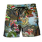 Alligator Christmas Goodbye Humor Beach Shorts Design View For Comfortable Resort And Beach Styling