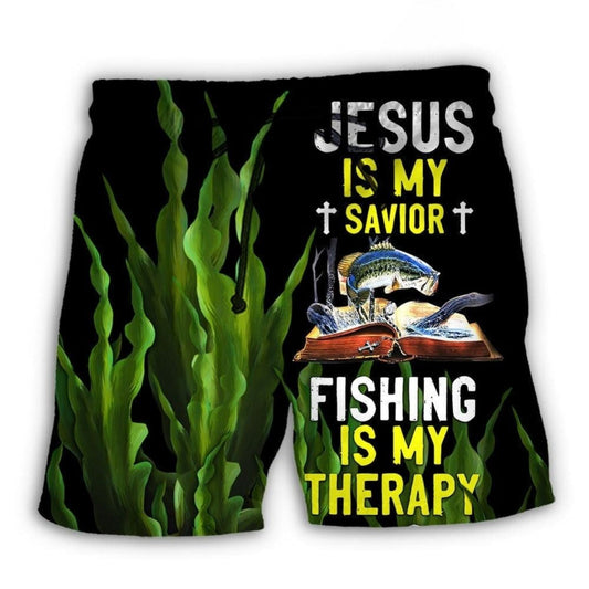Fishing Is My Therapy Leaf Beach Shorts For Summer Vacation And Coastal Travel
