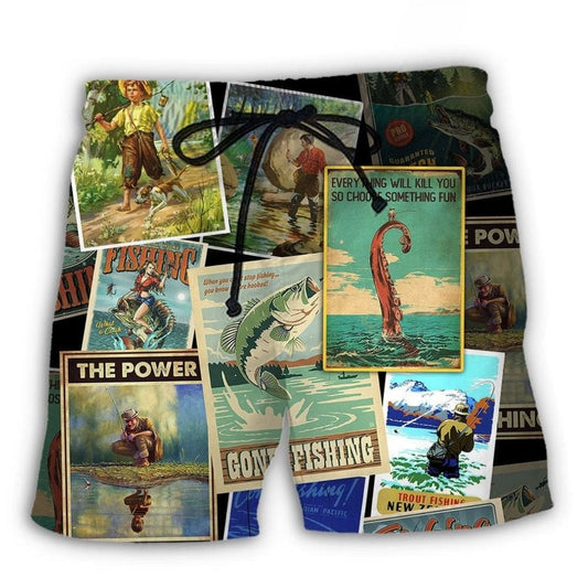 Fishing Retro Power Beach Shorts For Outdoor Adventures And Thoughtful Seasonal Gifts