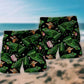 Pink Frog Floral Artistic Beach Shorts Pattern View For Vacation Travel And Outdoor Fun