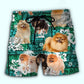 Pomeranian Tropical Paradise Dog Lover Beach Shorts Design View For Poolside Relaxation And Holiday Trips