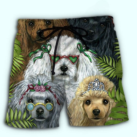 Poodle Tropical Summer Dog Beach Shorts Design Detail For Weekend Getaways And Beach Days