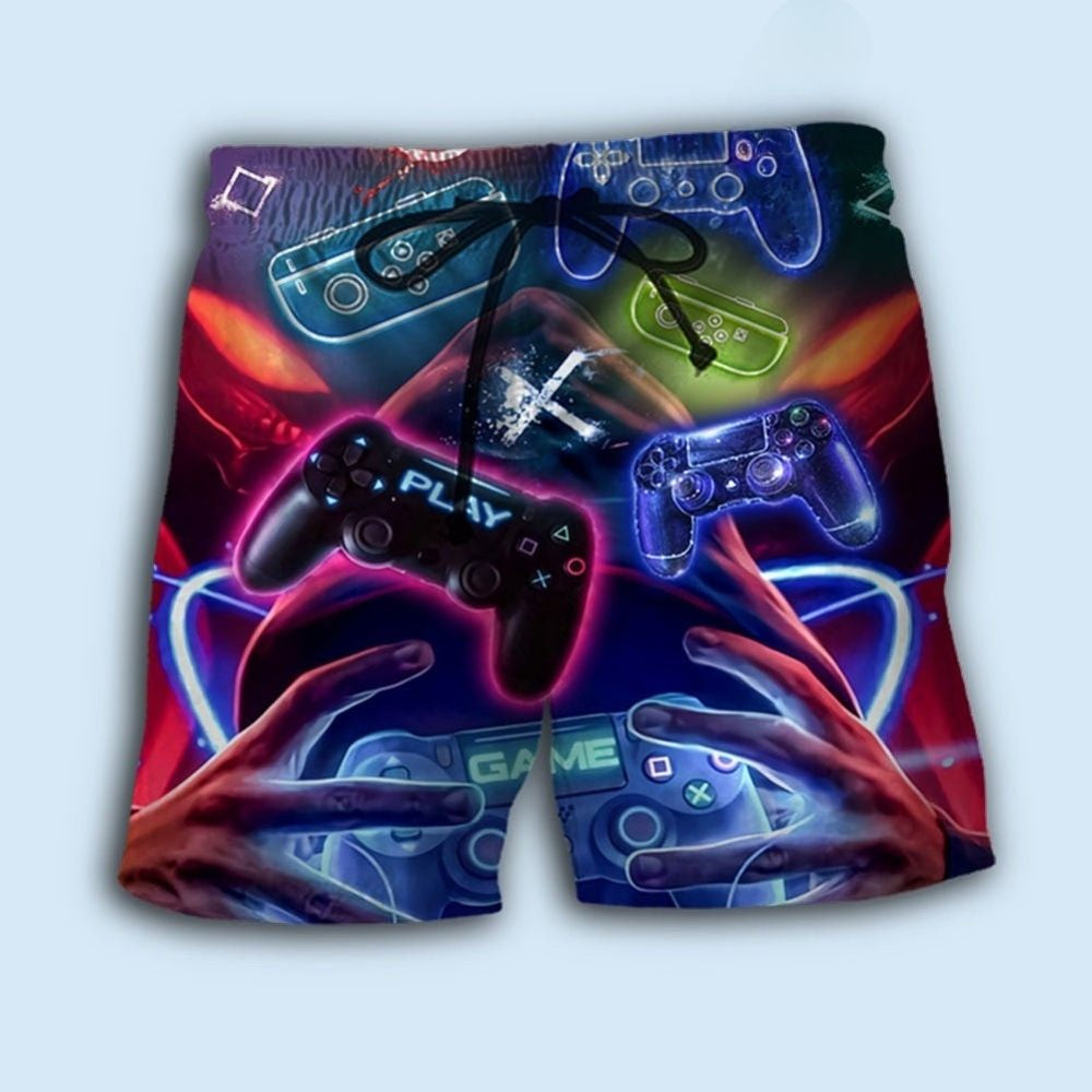 Gamer Life Play And Forget Everything Beach Shorts Artwork View For Seaside Trips And Casual Style