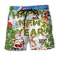 Christmas Happy New Year Snow Humor Beach Shorts Design Detail For Resort And Beach Day Style