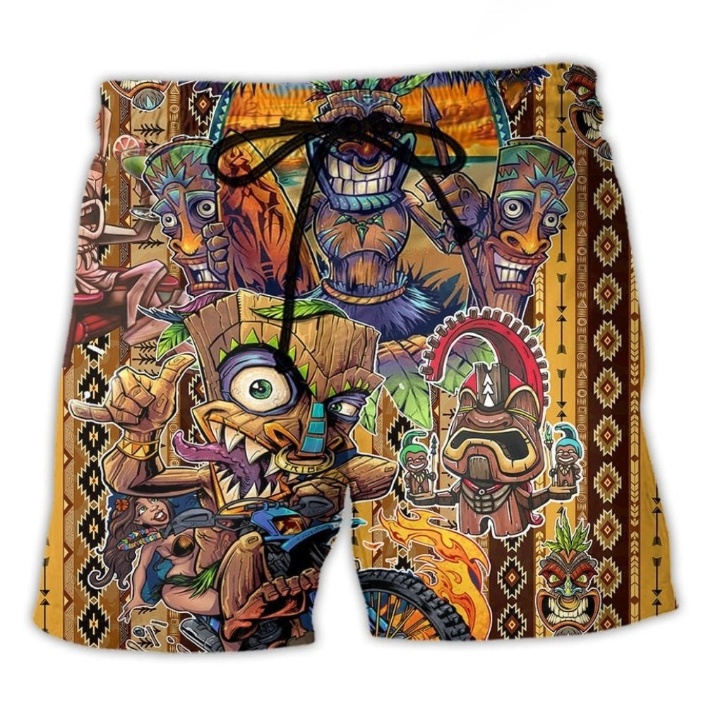 Tiki Aloha Beach Shorts For Poolside Relaxation, Casual Outings, And Laid Back Daily Wear