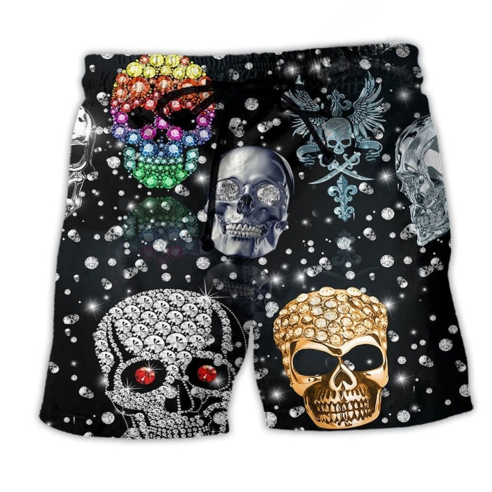 Diamond Skull Shine Beach Shorts For Resort Days And Laid Back Daily Wear