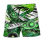 Music Green Beach Shorts Print Detail For Casual Warm Weather Outfits