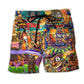Tiki Aloha Spirit Summer Beach Shorts Pattern View For Island Getaways And Summer Trips