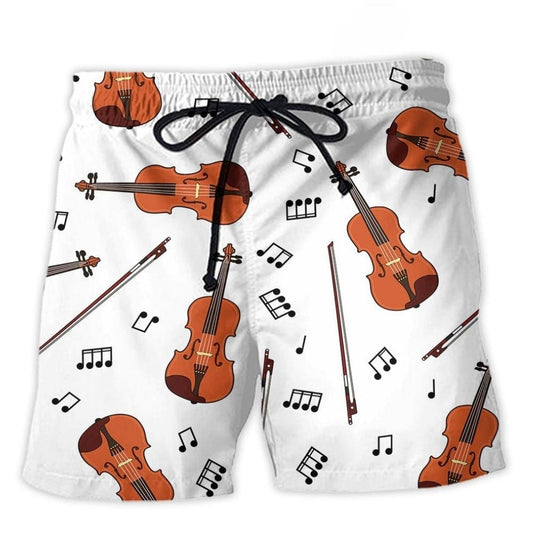 Violin Music Notes Minimal Beach Shorts For Tropical Getaways And Weekend Adventures
