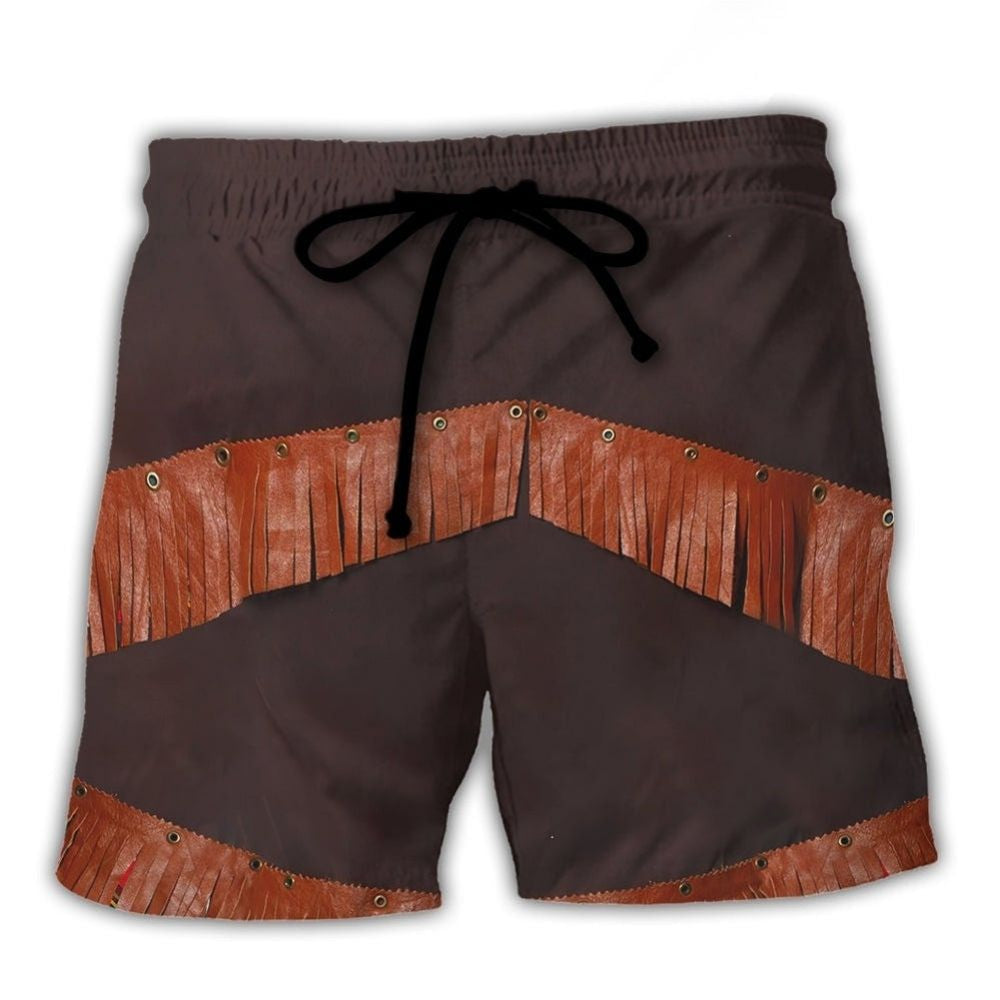 Santa Cowboy Vintage Western Beach Shorts Pattern View For Resort Days And Outdoor Activities