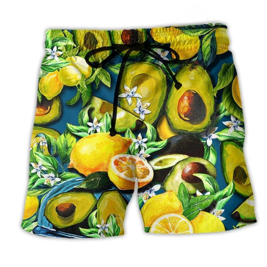 Avocado Lemon Summer Beach Shorts For Island Escapes And Flexible Everyday Wear