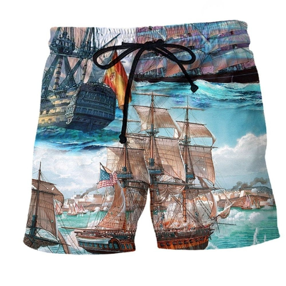 Sail Come Away With Me On Large Ocean Beach Shorts Design Detail For Resort And Beach Day Style