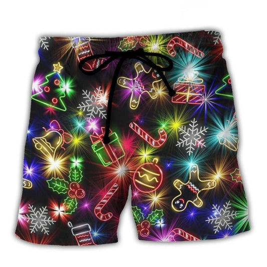 Christmas Cookies And Gingerbread Neon Beach Shorts For Coastal Adventures And Relaxed Summer Wear