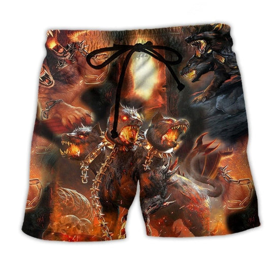 Mythic Viking Dog Guardian Beach Shorts For Island Escapes And Lightweight Summer Style