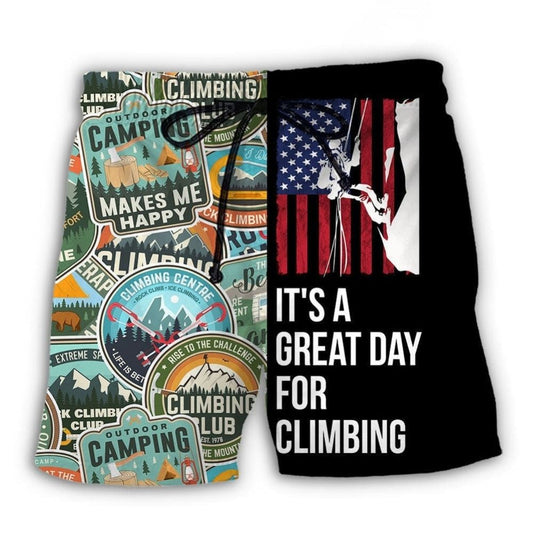 Climbing It's A Great Day Beach Shorts For Sunny Holidays And Comfortable Daily Styling