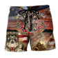 Veteran Proud American Beach Shorts Artwork Detail For Casual Warm Weather Outfits